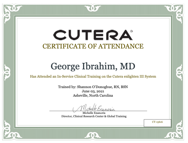 Cutera Certificate of Attendance - George