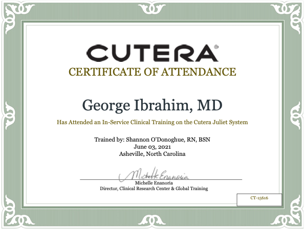 Cutera Certificate of Attendance - George