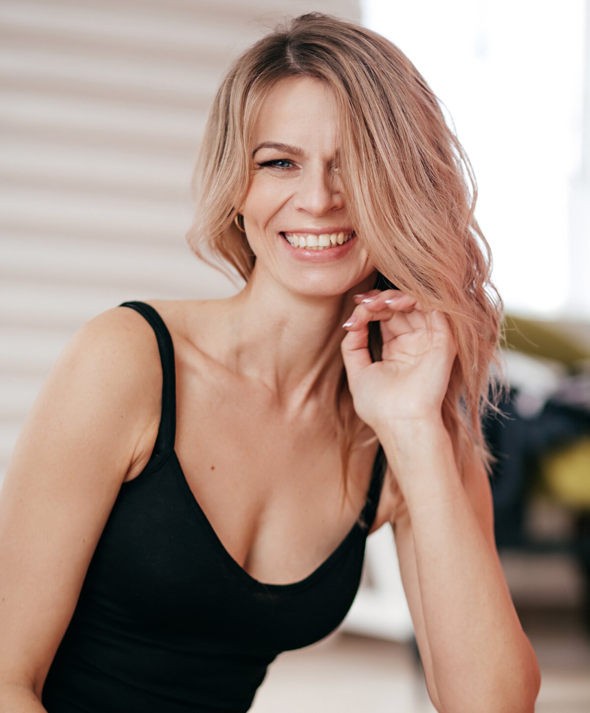 Asheville female incontinence model with blonde hair